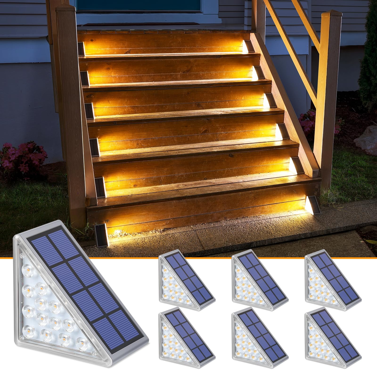 Luces Solares Para Escalones Niorsun, Impermeables, Ip67, Paquete De 6 Unidades, Cálidas