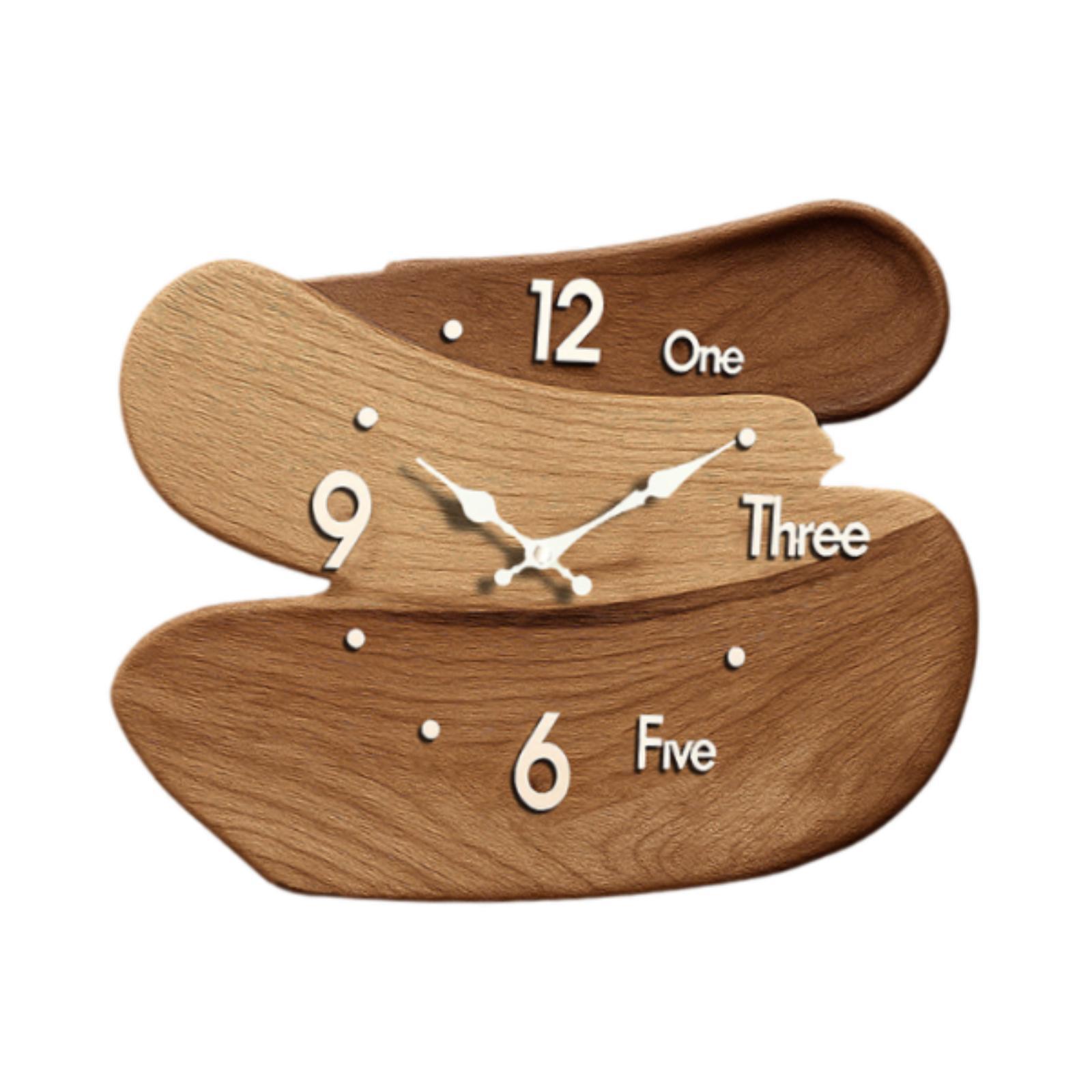Bothyi - Reloj De Pared De Madera Creativo Y Moderno, Adorno De Pared Para La Escuela, El Baño Y El Hogar, Color Marrón