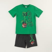 Pijama Manga Corta Niño Verde Tnt Minecraft