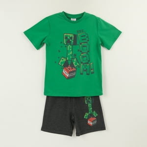 Pijama Manga Corta Niño Verde Tnt Minecraft