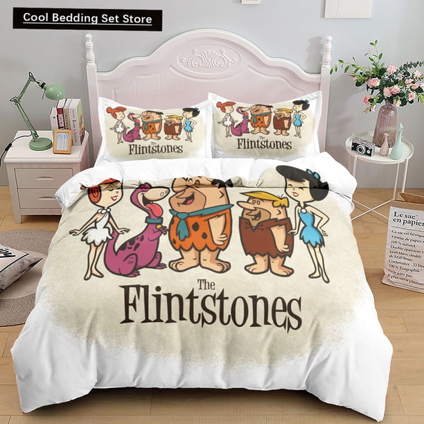 3D Anime The Flintstone Duvet Cover Set King Queen Double Full Twin Single Size Bed Linen Bedroom Duvet cover Sets Home Textiles