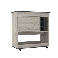 Fmfurniture - Bar Bajo Con Ruedas 6 Botelleros 1 Puerta Fm-008G Gris
