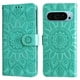 thumbnail image 3 of Funda tipo cartera FOXDOCK para Google Pixel 9 , diseño girasol en relieve, cuero PU, cierre magnético, soporte y tarjetero, 3 of 5