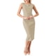 thumbnail image 2 of INSPIRE CHIC Vestido formal midi sin mangas con cuello barco para mujer, atuendo de maestra para el regreso a clases, beige L, 2 of 5