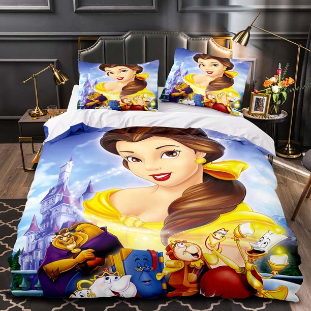 Beauty and the Beast Bedding Set Cartoon 3D Printed Princess Duvet Cover Pillow Cases Comforter Bedding Sets Bed Sheets