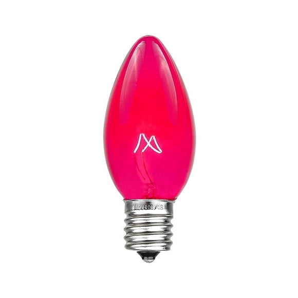 Bombillas de repuesto novedosas, incandescentes, C9, 7 W, rosa, paquete de 25