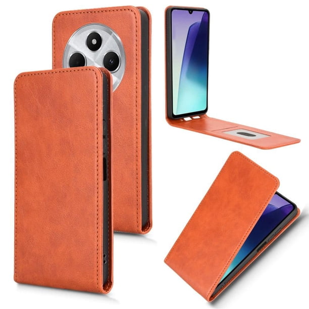 Funda tipo folio para Xiaomi Redmi 14R 5G con soporte magnético y protección para la cámara Marrón