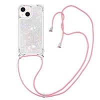 Funda Foxdock Para Iphone 15 Con Cuerda Ajustable, Brillo Líquido, Protección Antigolpes Y Lente – Ideal Para Regalo