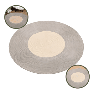 Genérico - Alfombra Artesanal Algodón Redonda Gris Beige Bicolor 120Cm