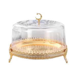 Magideal - Bandeja De Servicio Soporte Para Cupcakes Plato De Queso Soporte De Exhibición De Dulces Con Tapa Acrílica Para Mesa De Boda De Fiesta De Aniversario 27Cmx32Cm