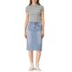 thumbnail image 2 of INSPIRE CHIC Falda de Mezclilla de Cintura Alta para Mujer, Falda de Jean hasta la Rodilla con Dobladillo Deshilachado y Bolsillos Azul Claro XL, 2 of 7