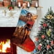 thumbnail image 1 of Mujer Maravilla Tema: Calcetines de Navidad, fino lino blanco para colgar en escaleras y chimenea, decoración navideña para el hogar, regalo de Navidad. 45cm × 32cm, 1 of 5