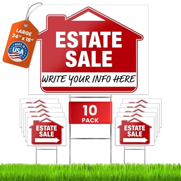 Carteles de venta de casa SignHero Pack de 10, 61 × 46 cm, doble cara