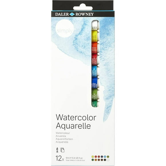 Set 12 Colores Acuarela en Tubos Daler Rowney Simply 12ml