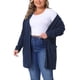 thumbnail image 4 of Agnes Orinda Women's Plus Size Cárdigan con Botones Cuello en V Manga Larga Bolsillo Tejido de Punto Suelto Casual Suéter 3X Azul Marino, 4 of 6