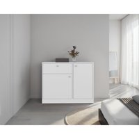 Tuhome - Comoda Praga 1 Cajon 2 Puertas Blanco 80X100X30,2 Cm