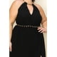 thumbnail image 2 of Vestido Largo De Gasa Plisada Con Ribete Dorado Cuello Y Cinturón Abertura En El Pecho Negro (talla Grande Para Mujer), 2 of 3