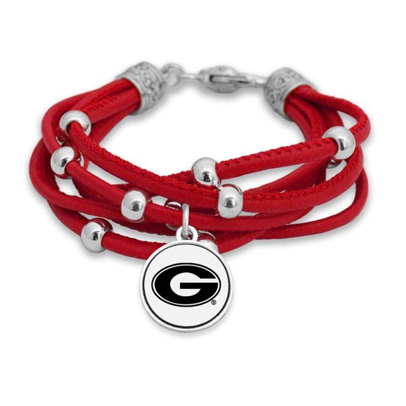 Pulsera de Cuero FTH 19 cm con Logotipo de los Bulldogs y Cierre de Langosta