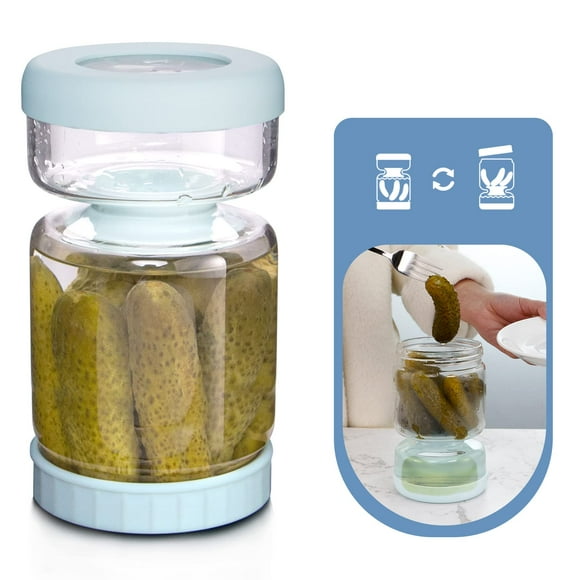 Tarro de pepinillos Luvan de vidrio de 1000 ml con colador, tapa abatible, 34 oz