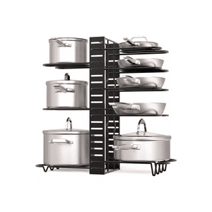 Importclick - Estante Organizador 8 Ollas Sartenes Platos Cocina Ajustable Negro
