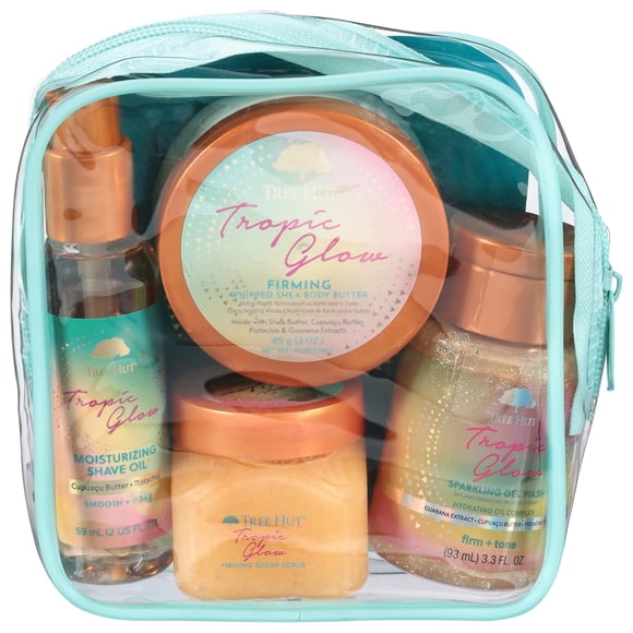 Set de regalo de ducha Tree Hut Tropic Glow con exfoliante, gel y mantequilla