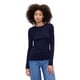 thumbnail image 1 of Uniforme azul marino acanalado esencial de manga larga Top GAP para mujer, talla S, 1 of 4