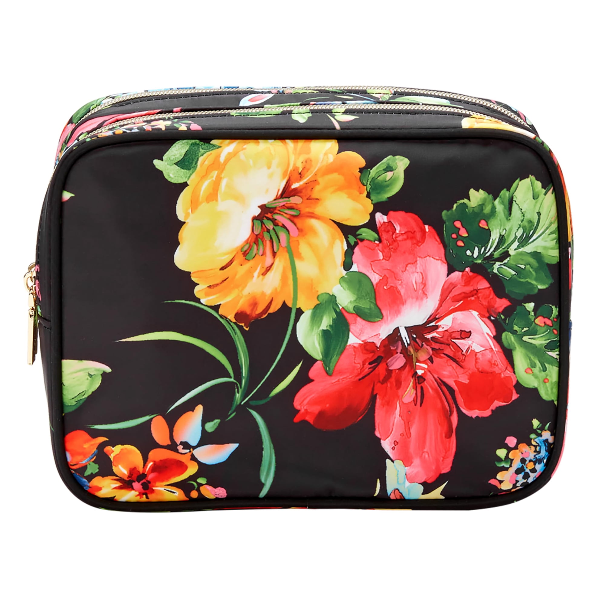 Bolsa De Viaje Conair Con Doble Cierre, Diseño Floral, Color Negro