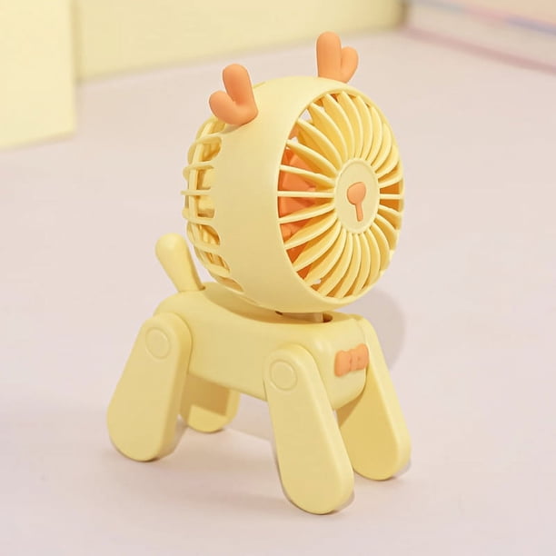 1PC Deer/Dog Portable Handheld Battery Powered Fan, 500mAh USB Rechargeable Battery Operated Fan Desk Fan Mini Small Fan