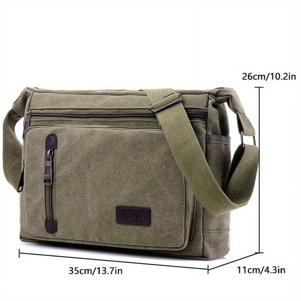 1pc Men's Crossbody Messenger Bag Canvas Bag With Upgrade Thickened Canvas Material Messenger Bag Singel Shoulder Large Capacity Bag Large Capacity Multi-Pocket