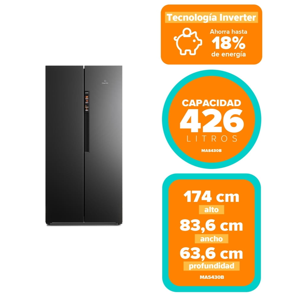 Refrigerador Mademsa Side by Side No Frost / MAS430B 426 Litros, foto 6