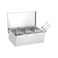 Magideal - Caja De Condimentos De Acero Inoxidable Con Múltiples Compartimentos, Tarro De Especias Extraíble, Tarros De Especias Para Bar, Hogar, Restaurante, Co 3 Rejillas