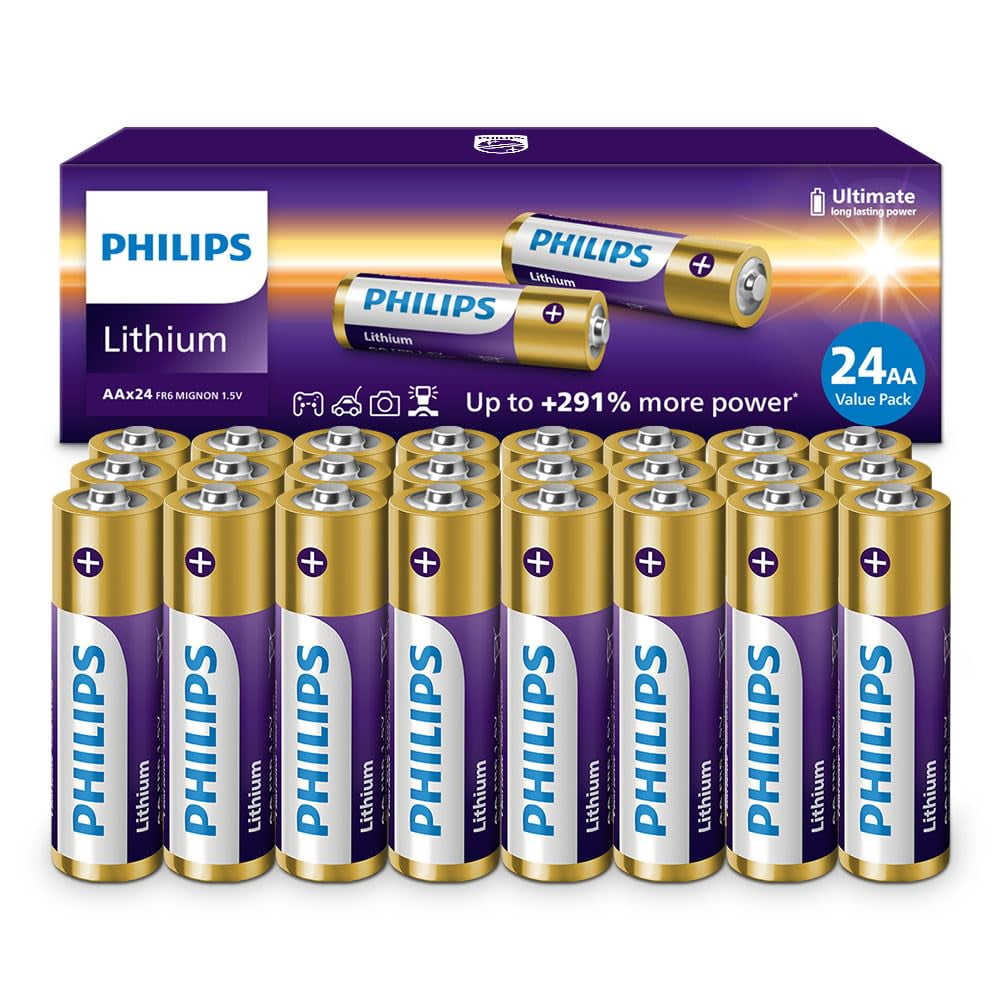 Batería De Litio Philips Aa 1,5 V L91, Paquete De 24 Unidades, No Recargable