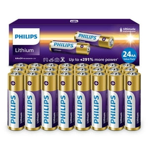 Batería De Litio Philips Aa 1,5 V L91, Paquete De 24 Unidades, No Recargable
