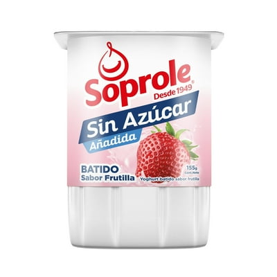 Yoghurt Batido Sin Azúcar Sabor Frutilla Pote 155 Gr Soprole