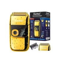 Afeitadora Inalámbrica Kemei Km-2028 Dorada Carga Usb Metal Premium