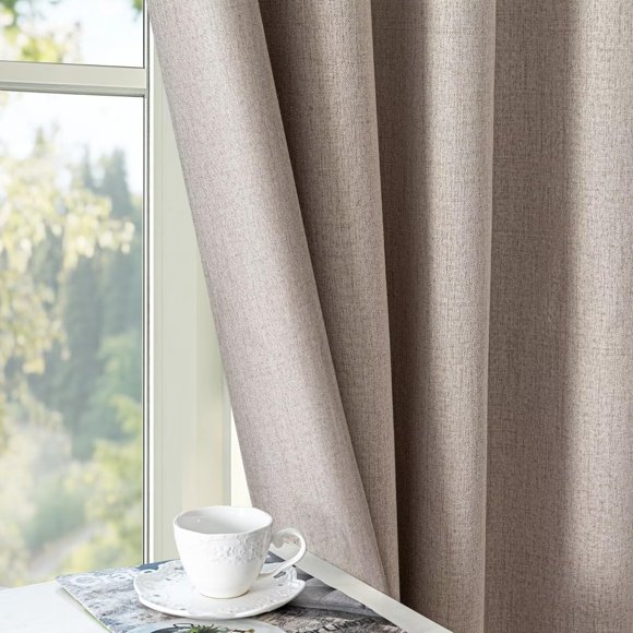 Cortina Zyvola 244 cm Beige Opaca de Lino Sintético