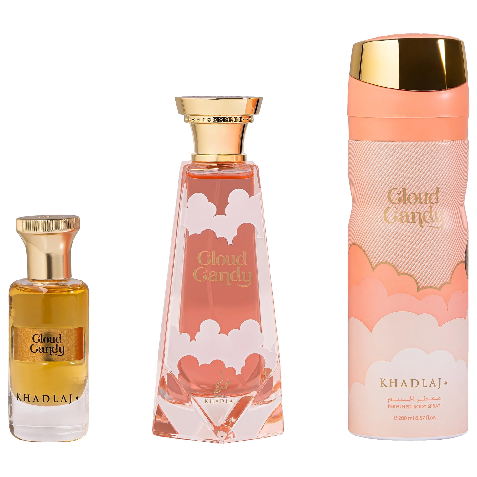 Khadlaj Perfumes - Set De Regalo De Perfume Khadlaj Cloud Candy 100 Ml + 200 Ml + 24 Ml Unisex