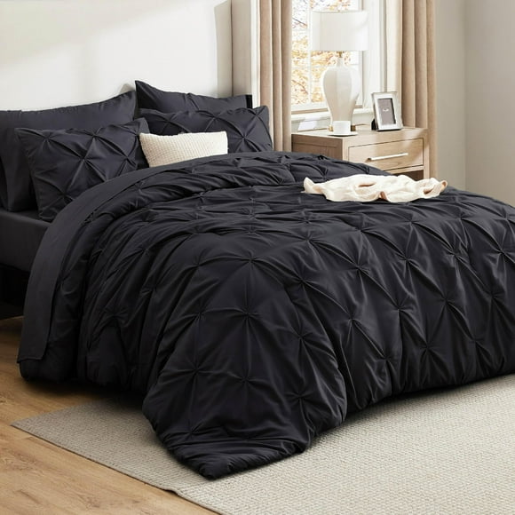 Juego de edredón Bedsure King Size negro con 7 piezas