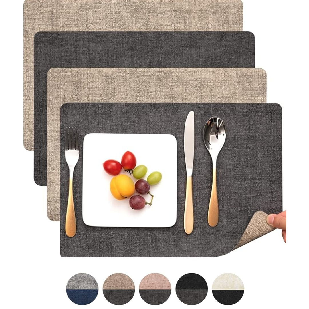 Aura Zeus - Set 4 Individuales Ecocuero Impermeables Antimanchas Reversibles