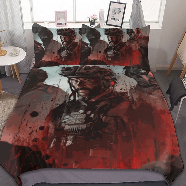 Call Of Duty Modern Warfare 3-Piece Bedding Set Duvet Cover Set Soft Warm And Comfortable Soft Bed Set for Bedroom