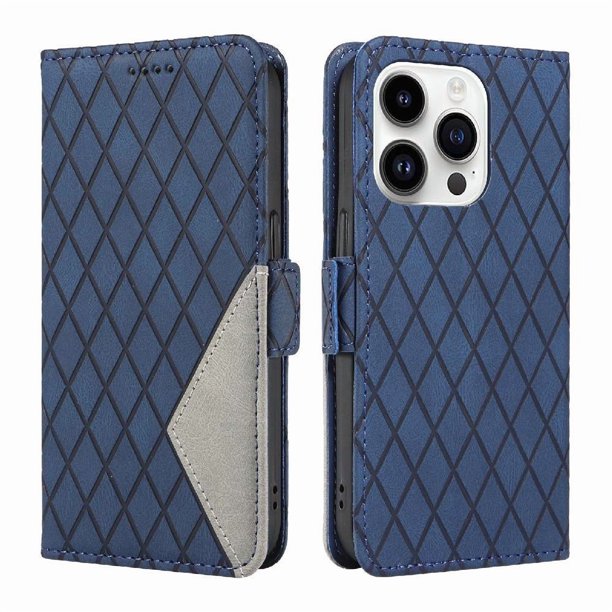 Funda Cartera para iPhone 14 Pro Max con Tarjetero Soporte y Correa Azul