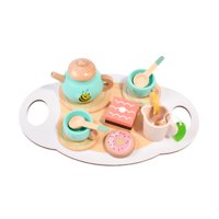 Magideal - Juego De Madera Para Fiesta De Té, Hora De Fiesta De Té De Princesa, Portátil, Accesorios De Cocina, Juego De Simulación Para Niñas Y Niños De 3, 4 Y