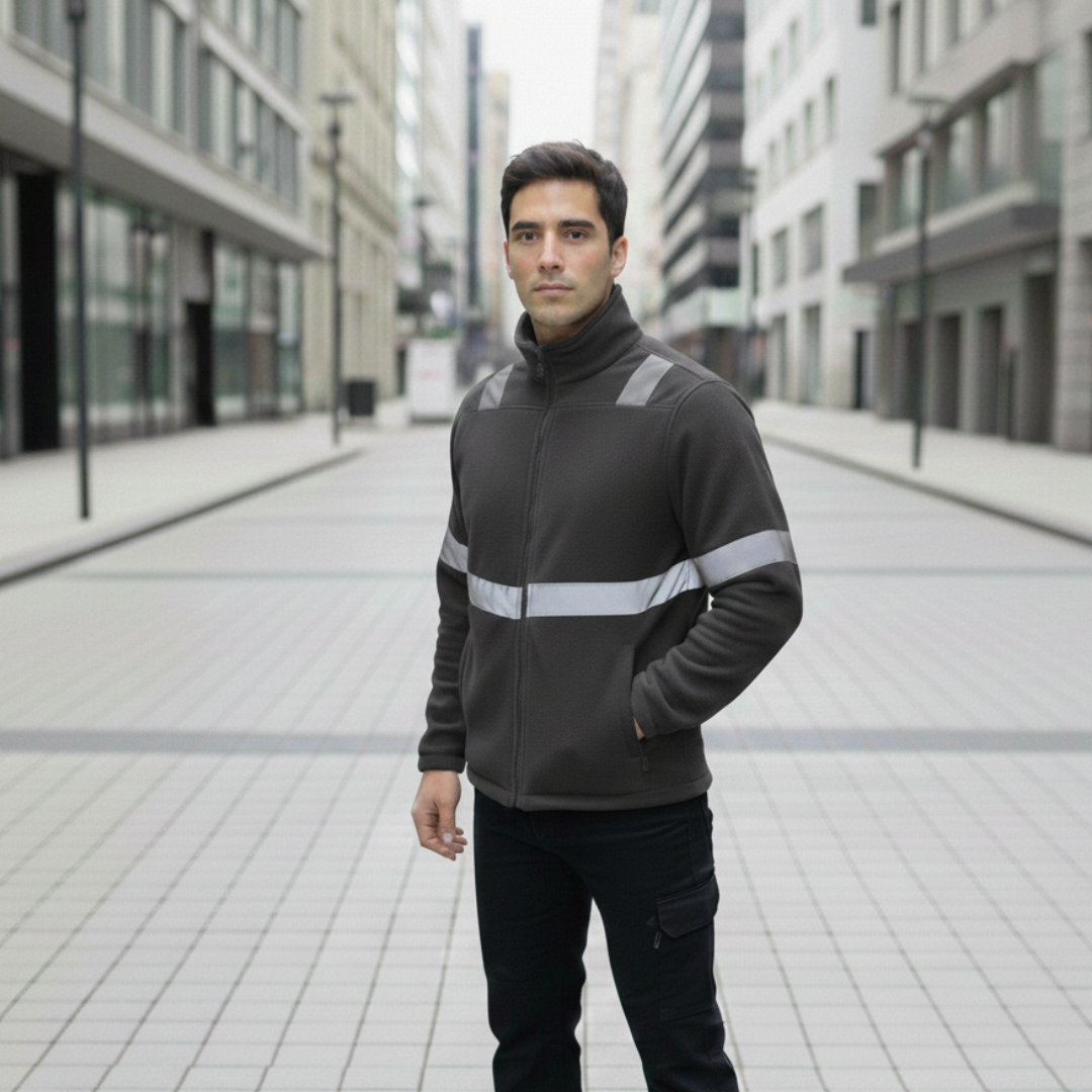 T-World - Micropolar Reflectante Hombre Térmico Alta Visibilidad Trabajo Gris Oscuro