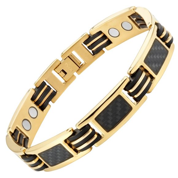 Pulsera Willis Judd Oro Titanio Negro Fibra de Carbono 22 cm