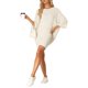thumbnail image 2 of INSPIRE CHIC Conjunto de Salón de Punto Acanalado para Mujer Camiseta de Manga Corta Oversize y Pantalones Cortos de Cintura Alta Suave Conjunto de Verano 2XL Beige, 2 of 6
