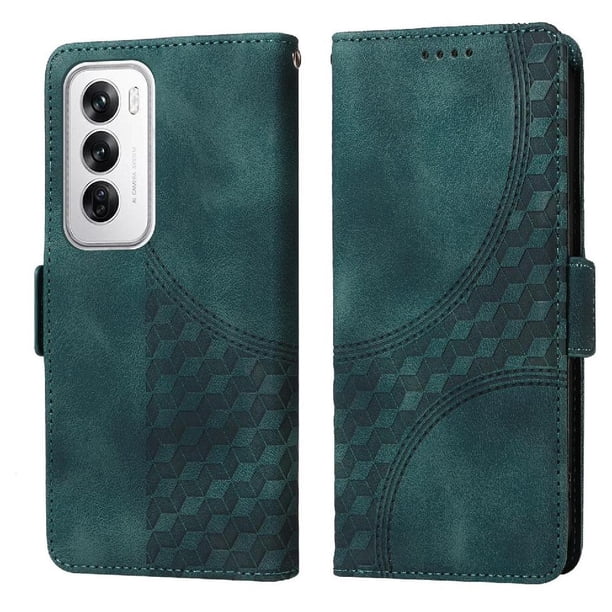 Carcasa FOXDOCK OPPO Reno 12 5G de cuero PU, diseño acolchado clásico, protección contra caídas y rayones