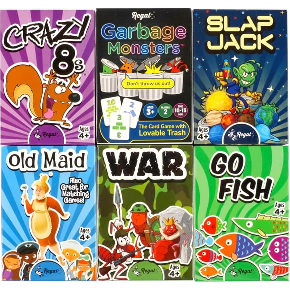 Juegos de Cartas Regal Games Go Fish Crazy 8s Old Maid Niños