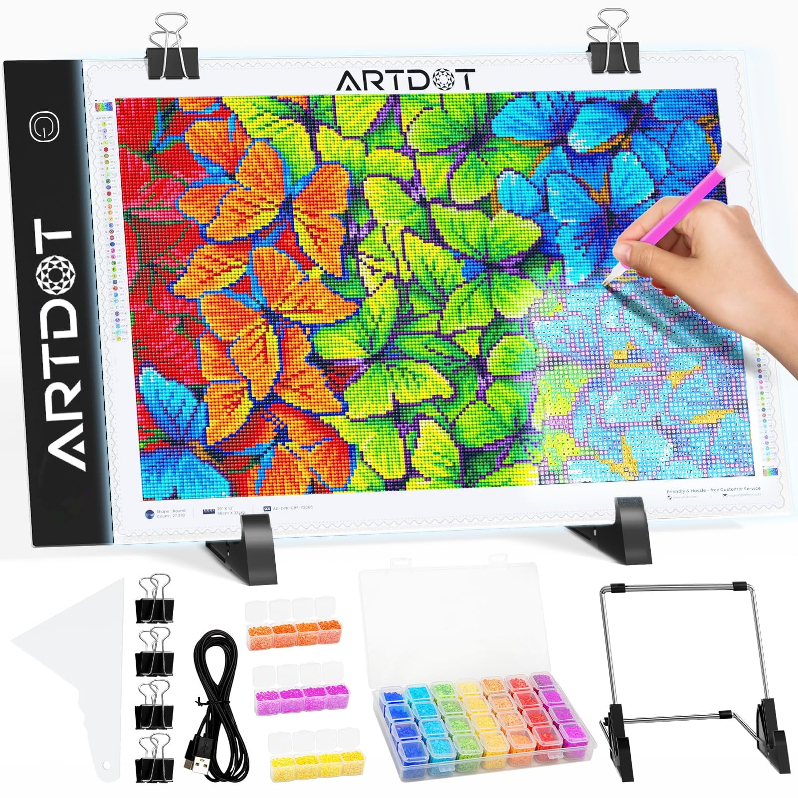 Bloc De Luz Led Artdot A4 Para Pintura De Diamantes Con Acceso.