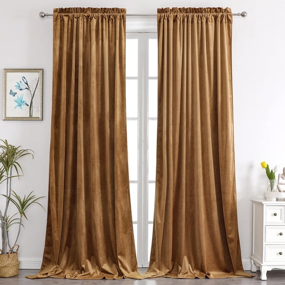 Cortinas Térmicas de Terciopelo Camel Benedeco 132x274 cm