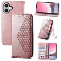 Funda Flip Foxdock Para Iphone 16 , Estilo Billetera Con Diseño Rombo, Correa De Mano Y Soporte, Uso Diario